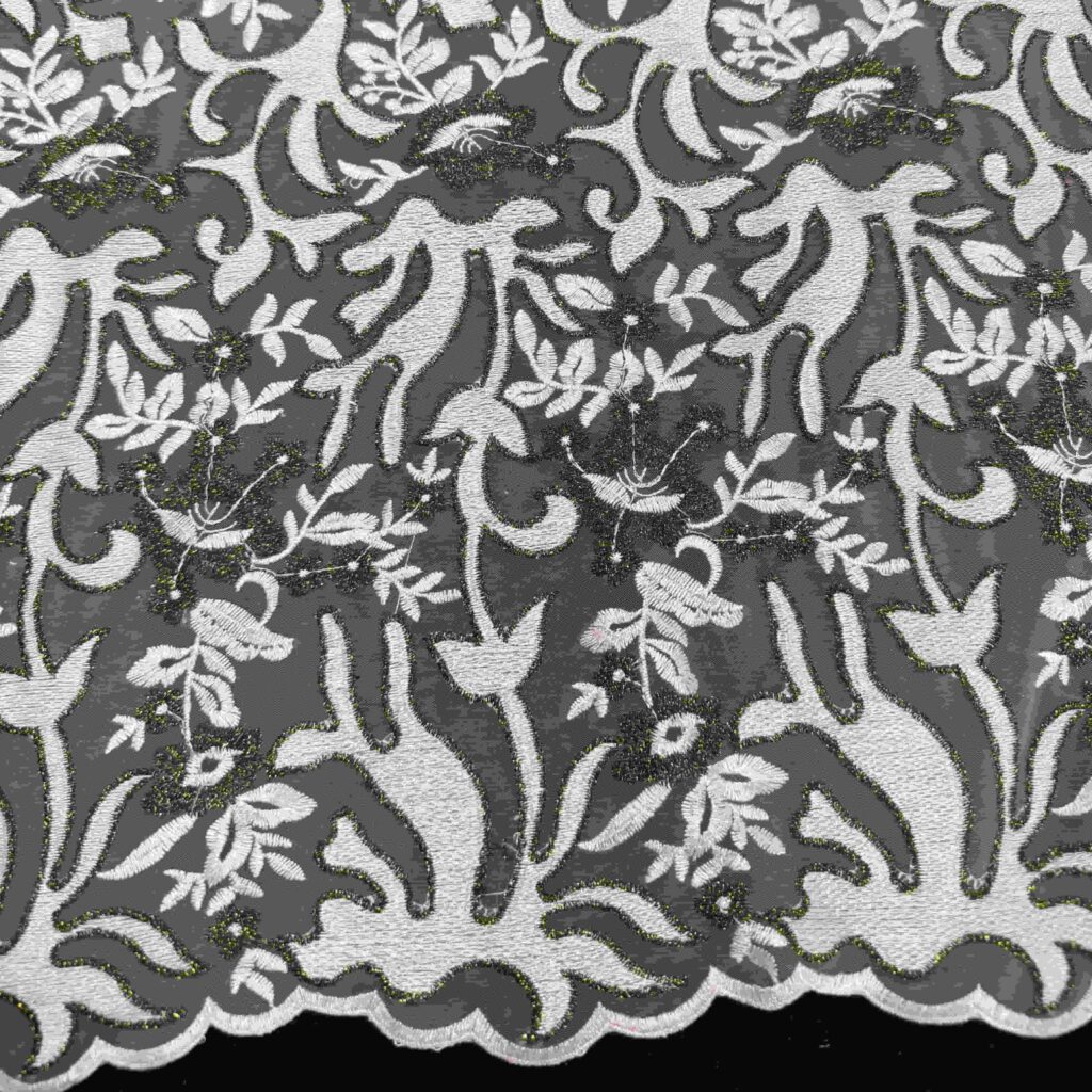 Gold Thread Embroidery Fabric | Luxury Embroidered Tulle Fabric for Bridal & Evening Wear
