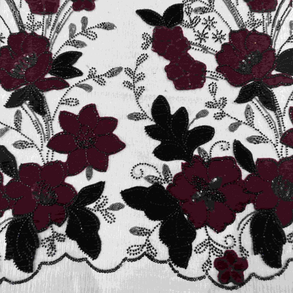 Beaded Laser Cut Velvet Fabric | Premium Luxury Fabric for Bridal & Couture Fashion