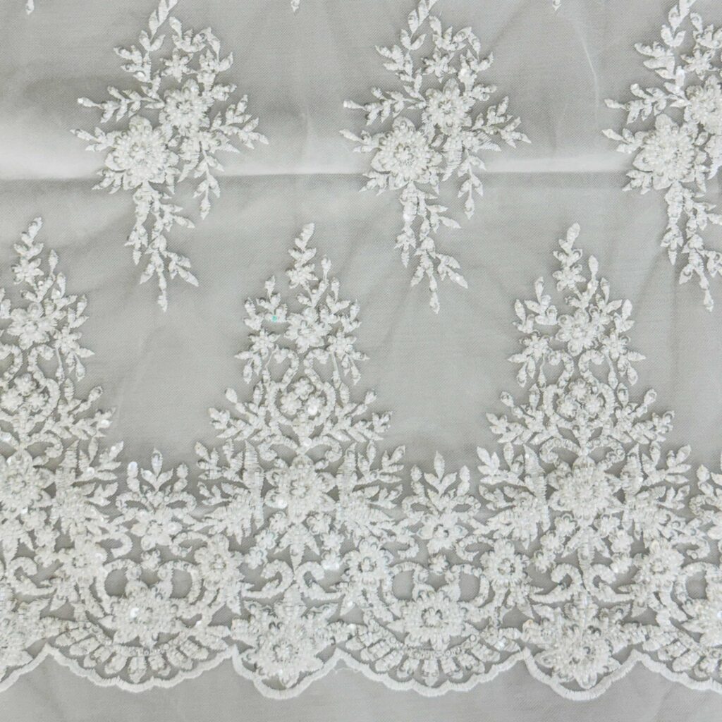 Beaded Embroidery Fabric | Luxury Embroidered Tulle Fabric for Bridal & Evening Wear