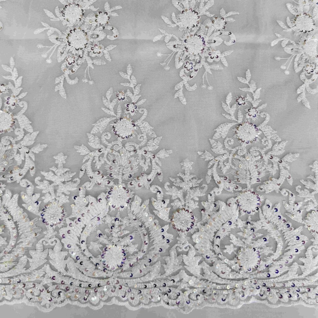 Beaded Sequin Embroidery Fabric | Luxury Heavy Embroidery Fabric for Bridal & Evening Wear