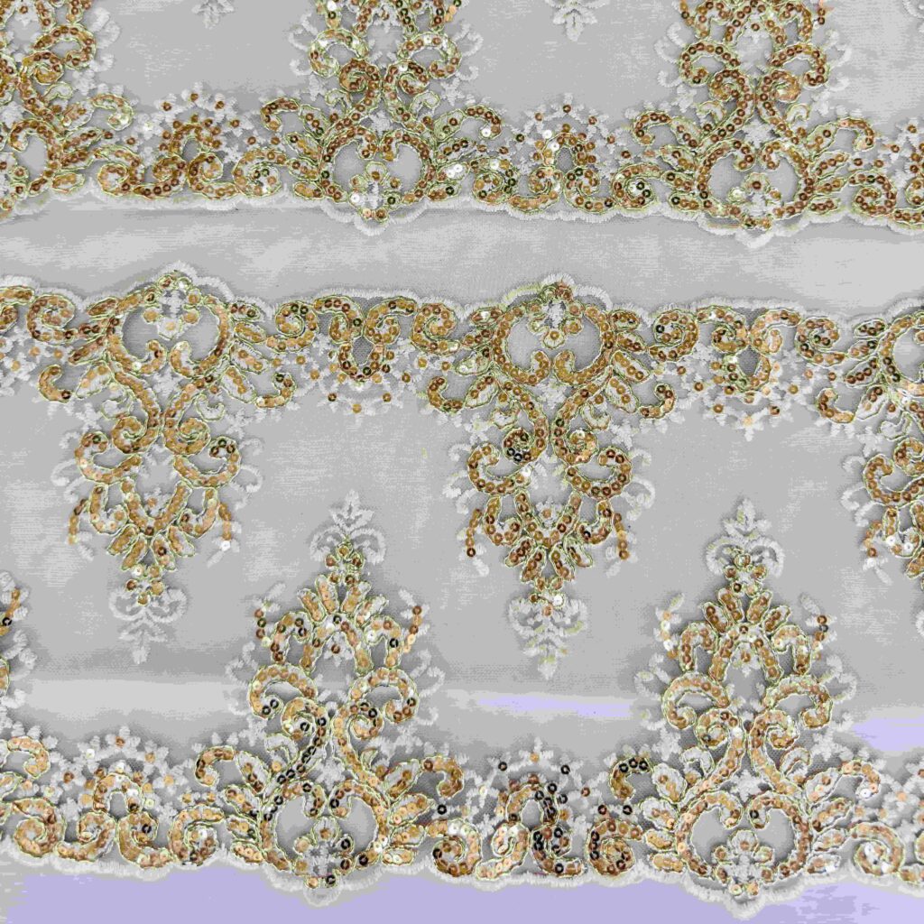 Sequin Cord Embroidery Fabric | Luxury Embroidered Fabric for Bridal & Couture Fashion