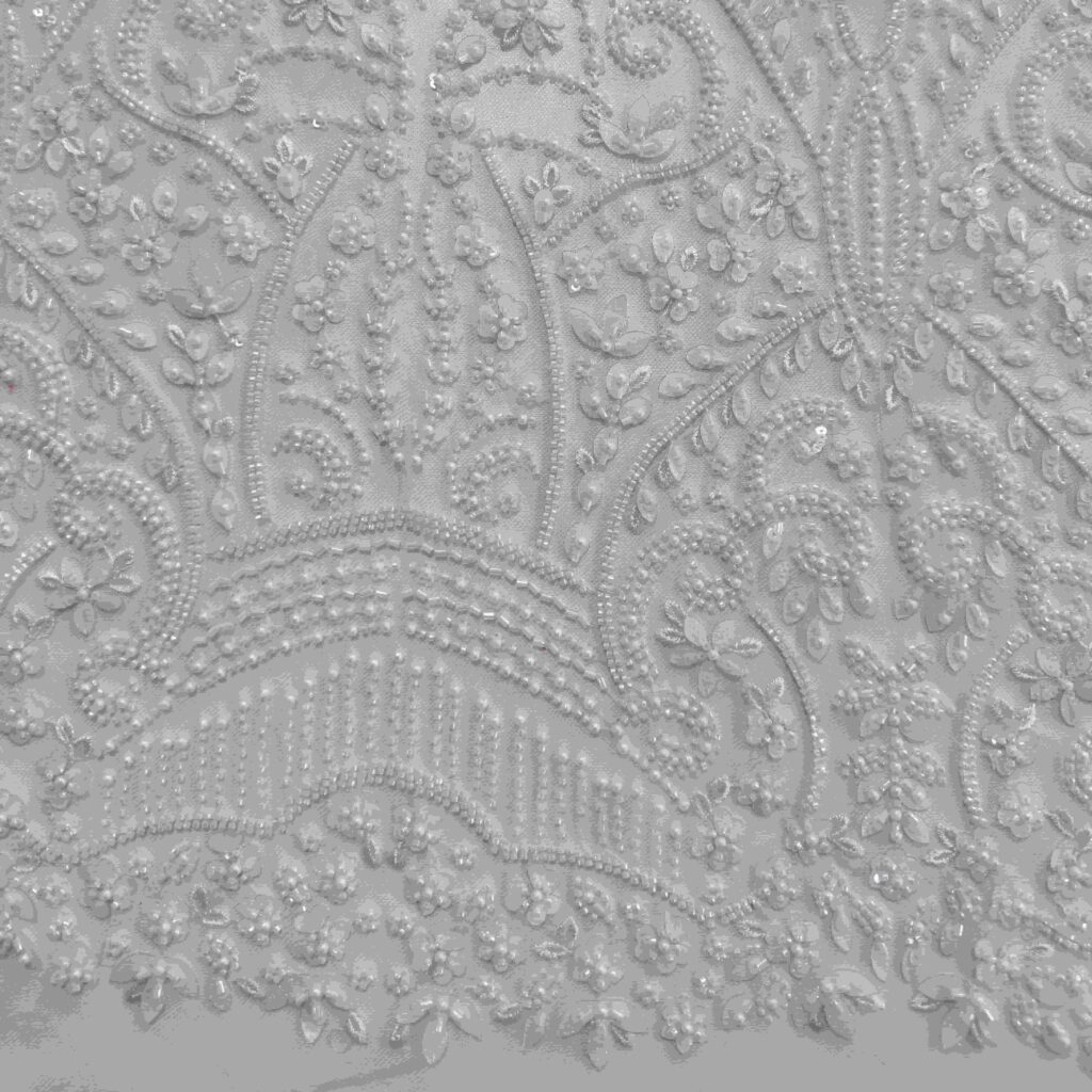 Tube Bead Embellished Fabric | Luxury Beaded Fabric for Bridal & Evening Wear