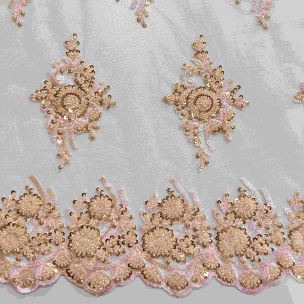 Floral Beaded Sequin Fabric | Luxury Embellished Fabric for Bridal & Evening Wear