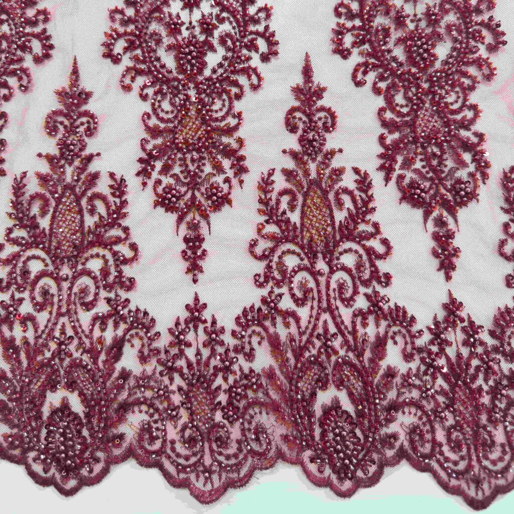 Luxury Floral Beaded Sequin Fabric | Premium Embellished Textile for Bridal & Couture Fashion