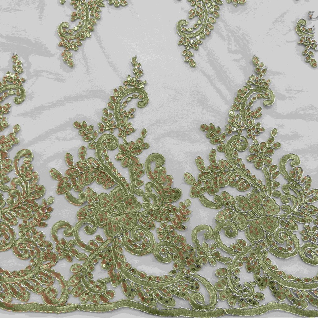 Floral Sequin Cord Embroidery Fabric | Luxury Embroidered Tulle for Bridal & Evening Wear