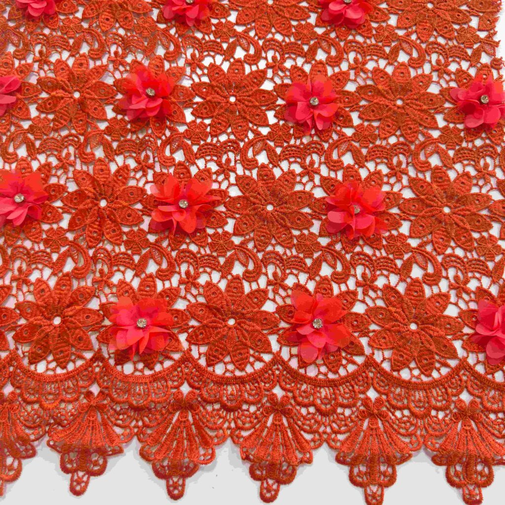 3D Flower Water Soluble Embroidery Fabric | Luxury Embroidered Lace for Bridal & Evening Wear