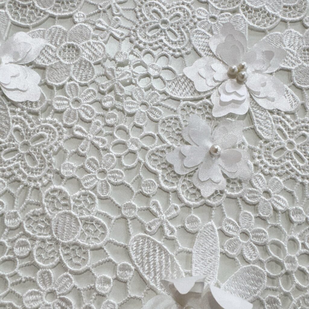 3D Flower Water Soluble Lace Fabric | Luxury Embroidered Lace for Bridal & Evening Wear