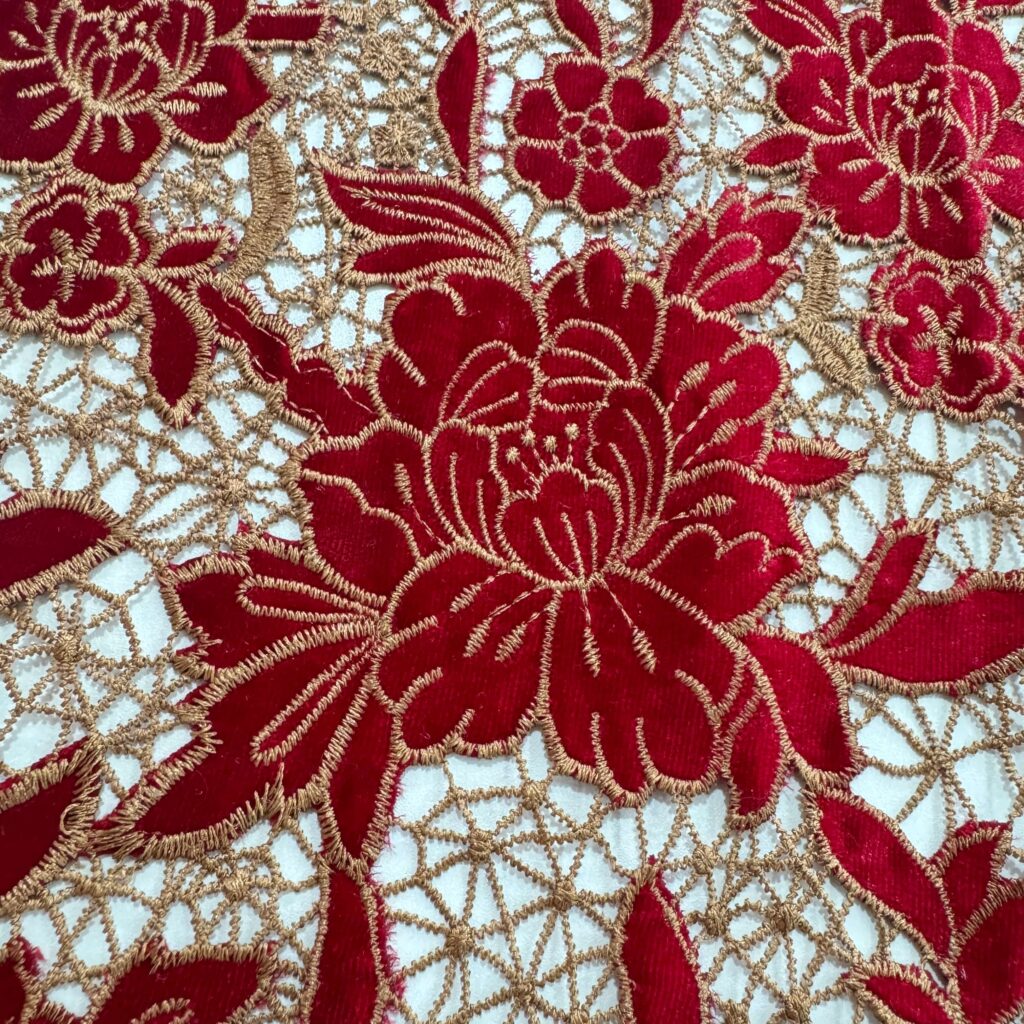 Water Soluble Laser Cut Velvet Fabric | Luxury Embroidered Lace for Bridal & Evening Wear
